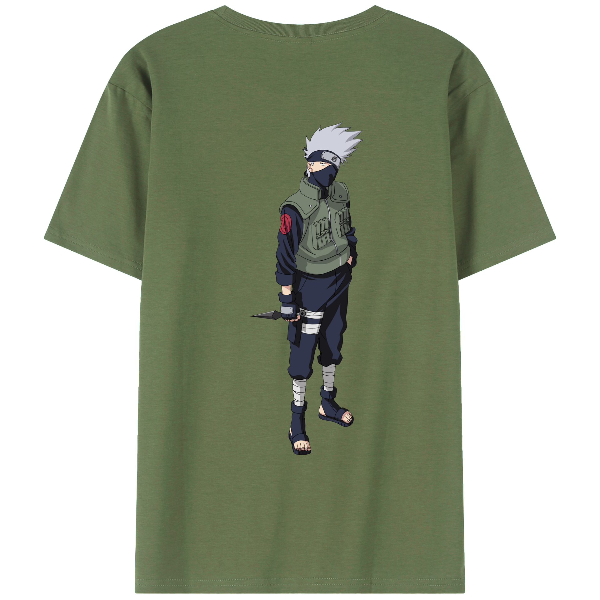 （画像用） NARUTO -ナルト- はたけ カカシ Hatake Kakashi 綿100％ メンズ半袖Tシャツ（バックプリント） 通気性